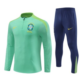 Brasilien Børn Trænings Sweatshirt Grøn Kvart-Zip 2024-25